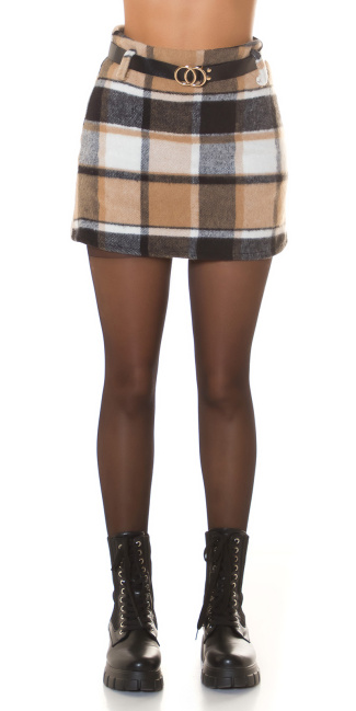 Highwaist Miniskirt with belt Brown